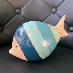 Blue and Tan Striped Fish Figurine